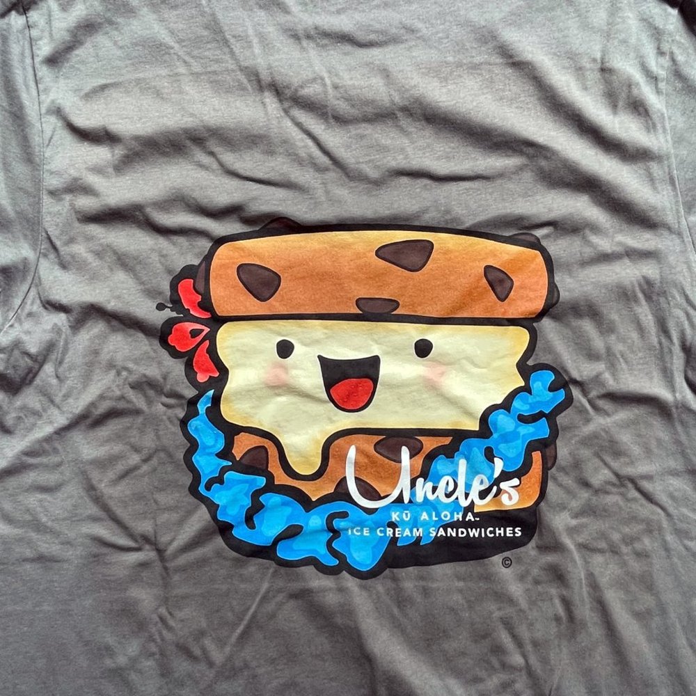 Uncle's Ice Cream Hawaiian Short Sleeve Tee Shirt Asphalt Large New!